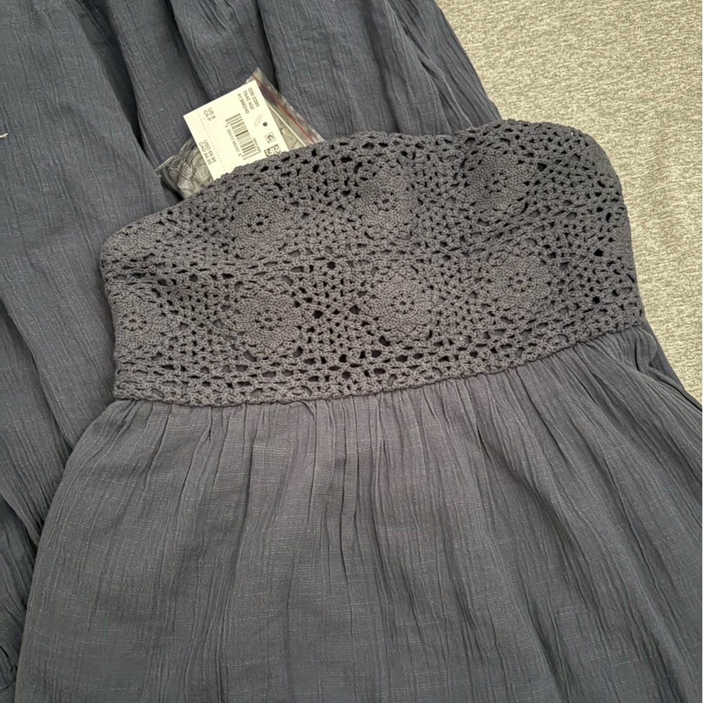 American Eagle Outfitters Strapless Maxi Dress in Charcoal Gray